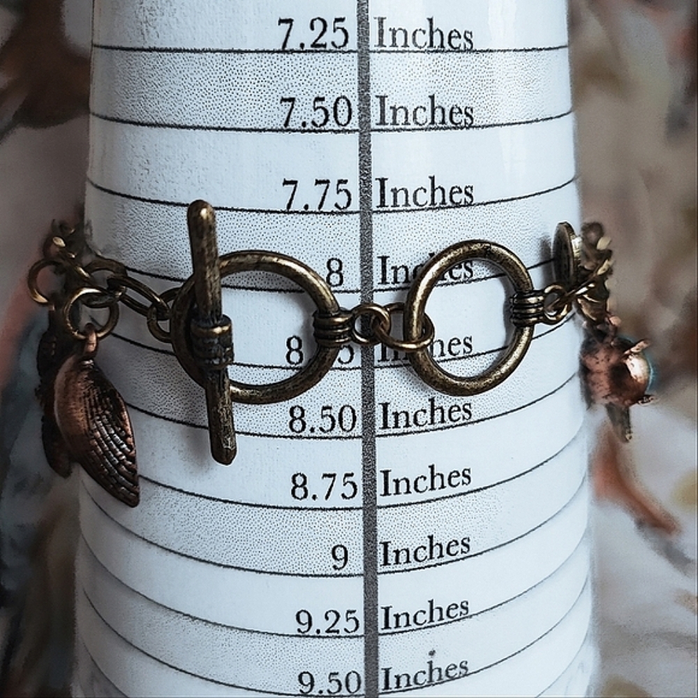 Cookie Lee Brass Copper Seashell Marine Life Rhinestones Starfish Bracelet - Picture 8 of 11